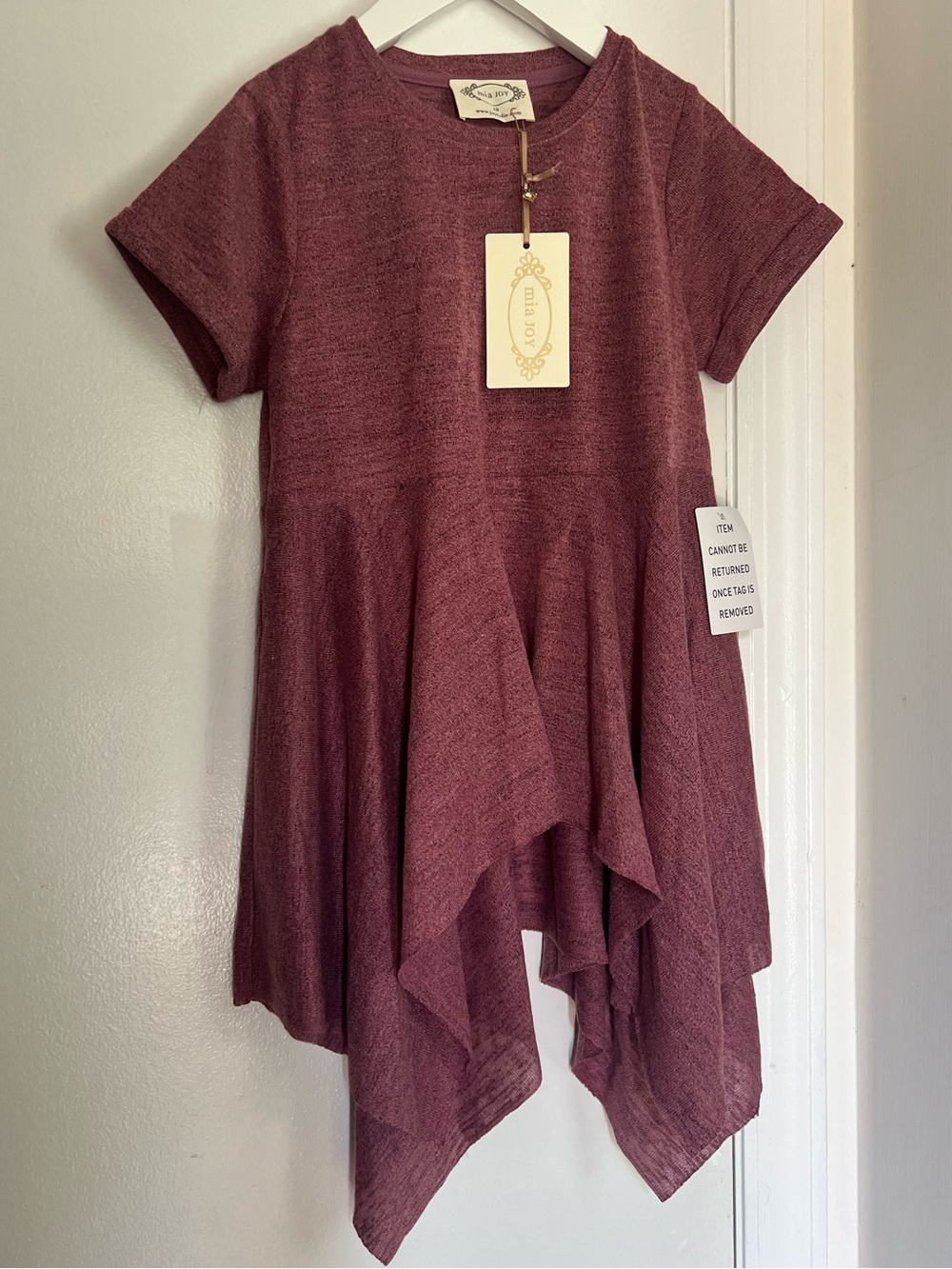 Joyfolie Girls Burgundy Handkerchief Hem Tunic Top